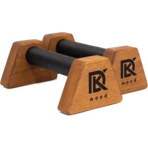 PowerBars, Wooden Parallettes Push Up Bars, Joint-Friendly Beech Wood Calisthenics Equipment for Home, Durable Handstand Trainer Push Up Handles for Floors (Brown