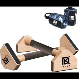 Cali Sports Calisthenics Parallettes Bars, Non-Slip Stable Base, Wrist Wraps Included, Ergonomic Grip, Natural Wood