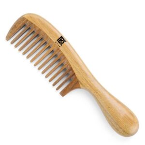 Kacchi Neem Wooden Comb, Soaked In 17 Herbs Neem & Sesame Oil For Multi-Actions - Detangling, Frizz Control & Shine,Suited For All Hair Types (Wide Tooth) GOOD FOR HAIR