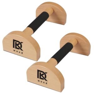 Calisthenics Wood Parallettes Bars, Wood Push Up Bars Calisthenics Equipment for Home, Push Up Handles for Floor, Handstand Push Up Handles, Wrist Wraps Included