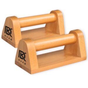 Push-up Handles, Set of 2, Pine Wood Parallettes, Non-Slip, Natural Wood, 23x14x10 cm, 150 kg Weight Capacity
