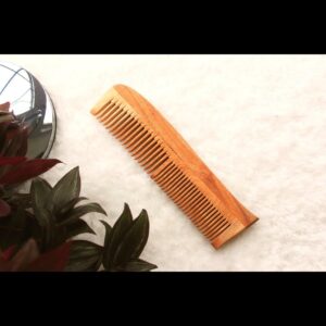 Kacchi Neem Wooden Comb, Soaked In 17 Herbs Neem & Sesame Oil For Multi-Actions - Detangling, Frizz Control & Shine,Suited For All Hair Types