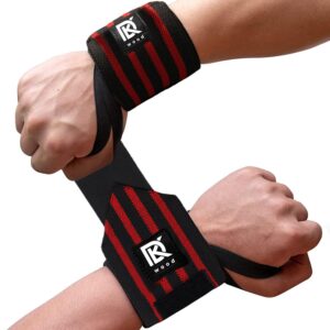 Wrist Wraps, Adjustable Wrist Support for Weightlifting, Breathable Elastic Stabilizing Straps, Red, One Size (18 in)