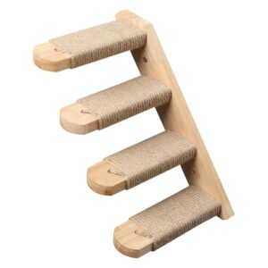Cat Climbing Shelf Wall Mounted, Four Step Cat Stairway with Jute Scratching for Kitten Perch Platform Walls Furniture (Right to Left)