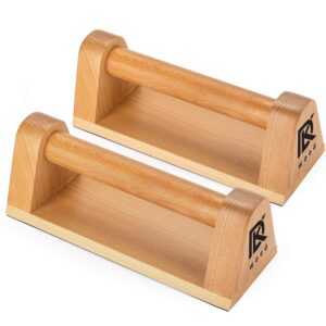 Push-up Handles [Set of 2] - Sturdy Parallettes Made of Beech Wood for Joint Friendly Push Ups, Calisthenics & Dips - Non-Slip, Portable
