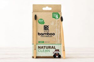 Organic Bamboo Toothbrush for Adults (Pack of 5) Manual, Charcoal Activated Soft Bristles, Identification Marks, Biodegradable, Anti-Bacterial, Eco-friendly, Natural GOOD QUALITY