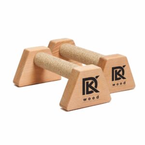 wood PowerBars, natural sisal rope handle Parallettes Push Up Bars, Joint-Friendly Beech Wood Calisthenics Equipment for Home, Durable Handstand Trainer Push Up Handles for Floors (Classic)